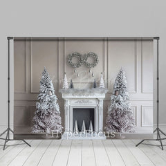Lofaris Rein Weiß Jahrgang Kamin Baum Weihnachten Hintergrund