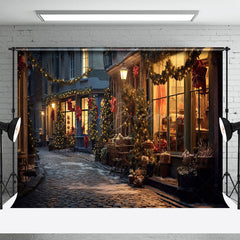 Lofaris Ruhig Schneebedeckt Fahrbahn Festlich Lit Weihnachten Hintergrund