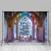 Lofaris Regenbogen Luxus Bogen Fenster Schneebedeckt Weihnachten Hintergrund