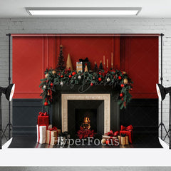 Lofaris Rot Schwarz Jahrgang Wand Kamin Weihnachten Hintergrund