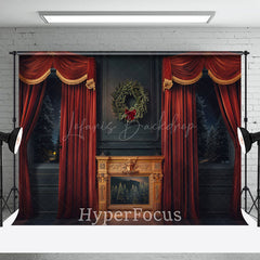 Lofaris Rot Vorhang Schwarz Wand Kranz Weihnachten Hintergrund