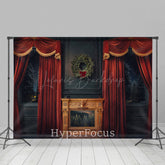 Lofaris Rot Vorhang Schwarz Wand Kranz Weihnachten Hintergrund