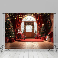 Lofaris Rot Vorhang Matte Weihnachtsmann Fenster Schnee Weihnachten Hintergrund