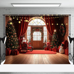 Lofaris Rot Vorhang Matte Weihnachtsmann Fenster Schnee Weihnachten Hintergrund