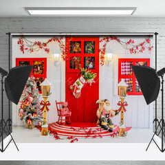 Lofaris Rot Tür Weiß Haus Socken Puppe Weihnachten Hintergrund