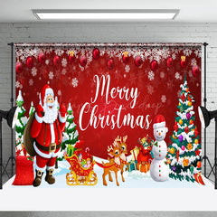 Lofaris Rot Festlich Weihnachtsmann Schneemann Schneebedeckt Weihnachten Hintergrund