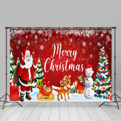 Lofaris Rot Festlich Weihnachtsmann Schneemann Schneebedeckt Weihnachten Hintergrund