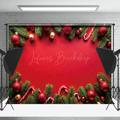 Lofaris Rot Gold Flitter Süßigkeiten Kiefer Blätter Weihnachten Hintergrund