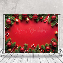 Lofaris Rot Gold Flitter Süßigkeiten Kiefer Blätter Weihnachten Hintergrund