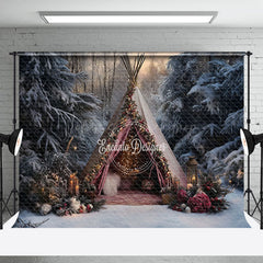 Lofaris Rot Zelt Camping In Der Wald Bei Dämmerung Weihnachten Hintergrund