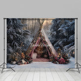 Lofaris Rot Zelt Camping In Der Wald Bei Dämmerung Weihnachten Hintergrund