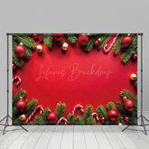 Lofaris Rot Wand Kiefer Blätter Glocken Weihnachten Stimmung Hintergrund