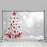 Lofaris Rot Weiß Flitter Kiefer Baum Bokeh Weihnachten Hintergrund