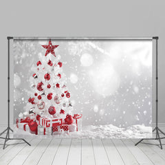 Lofaris Rot Weiß Flitter Kiefer Baum Bokeh Weihnachten Hintergrund