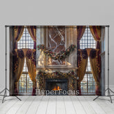 Lofaris Rot Gelb Vorhang Kamin Weihnachten Stimmung Hintergrund