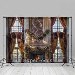 Lofaris Rot Gelb Vorhang Kamin Weihnachten Stimmung Hintergrund