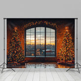 Lofaris Retro Ziegel Wand Fenster Weihnachten Baum Weihnachten Hintergrund