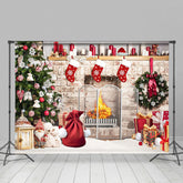 Lofaris Retro Ziegel Kamin Weihnachten Stimmung Zimmer Hintergrund