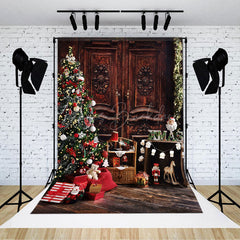 Lofaris Retro Braun Kabinett Weihnachten Baum Weihnachten Hintergrund