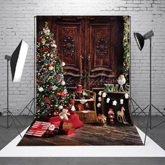 Lofaris Retro Braun Kabinett Weihnachten Baum Weihnachten Hintergrund