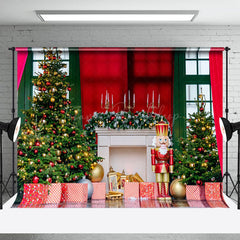Lofaris Retro Rot Grün Fenster Weihnachten Baum Weihnachten Hintergrund