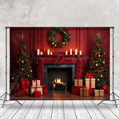 Lofaris Retro Rot Wand Kamin Fröhlich Weihnachten Hintergrund