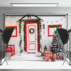 Lofaris Retro Wand Rot Tür Fenster Stuhl Weihnachten Hintergrund