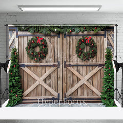 Lofaris Retro Aus Holz Tür Baum Kranz Weihnachten Stimmung Hintergrund