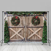 Lofaris Retro Aus Holz Tür Baum Kranz Weihnachten Stimmung Hintergrund