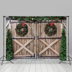 Lofaris Retro Aus Holz Tür Baum Kranz Weihnachten Stimmung Hintergrund