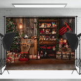 Lofaris Retro Aus Holz Weihnachtsmann Werkstatt Weihnachten Nacht Hintergrund