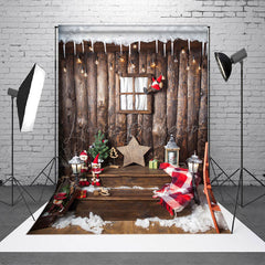 Lofaris Retro Aus Holz stand Schneebedeckt Weihnachten Stimmung Hintergrund