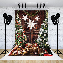 Lofaris Retro Aus Holz Weihnachten Baum Bären Weihnachten Hintergrund