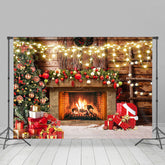 Lofaris Ländlich Kamin Licht Funkeln Weihnachten Hintergrund