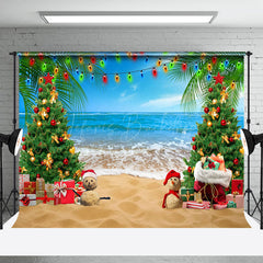 Lofaris Sandig Strand Bäume Festlich Weihnachten In Juli Hintergrund