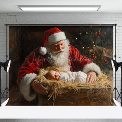 Lofaris Weihnachtsmann Klaus Retro Heu Wanne Geburt Weihnachten Hintergrund