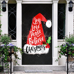 Lofaris Weihnachtsmann Hut Freude Liebe Frieden Glauben Weihnachten Tür Abdeckung