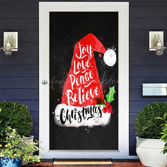 Lofaris Weihnachtsmann Hut Freude Liebe Frieden Glauben Weihnachten Tür Abdeckung