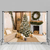 Lofaris Einfach Stil Zimmer Kranz Sofa Kamin Weihnachten Hintergrund
