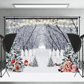 Lofaris Schnee Bedeckt Wald Winter Weihnachten Foto Hintergrund