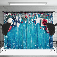Lofaris Schneeflocken Geschenk Boxen Blau Holz Weihnachten Hintergrund