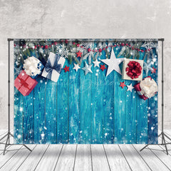 Lofaris Schneeflocken Geschenk Boxen Blau Holz Weihnachten Hintergrund