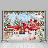 Lofaris Schneebedeckt Flitter Rot Geschenk LKW Schneemann Weihnachten Hintergrund