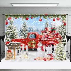 Lofaris Schneebedeckt Flitter Rot Geschenk LKW Schneemann Weihnachten Hintergrund