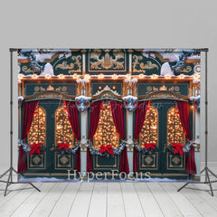 Lofaris Schneebedeckt Festlich Rot Grün Speichern Weihnachten Hintergrund