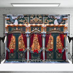 Lofaris Schneebedeckt Festlich Rot Grün Speichern Weihnachten Hintergrund