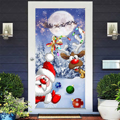Lofaris Schneebedeckt Feld Mond Nacht Weihnachtsmann Weihnachten Tür Abdeckung
