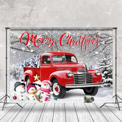 Lofaris Schneebedeckt Feld Rot Auto Schneemann Weihnachten Stimmung Hintergrund