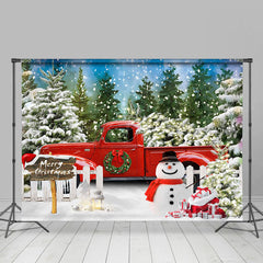 Lofaris Schneebedeckt Grün Kiefer Wald LKW Schneemann Weihnachten Hintergrund