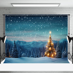 Lofaris Schneebedeckt Nacht Berg Szene Bäume Weihnachten Hintergrund
